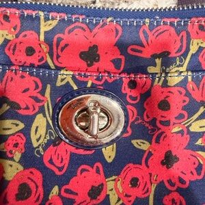 Floral Print Bag with Turn Lock Closure